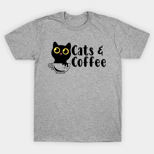 Cats And Coffee Funny Gift For Cats Lover T-Shirt by Gtrx20